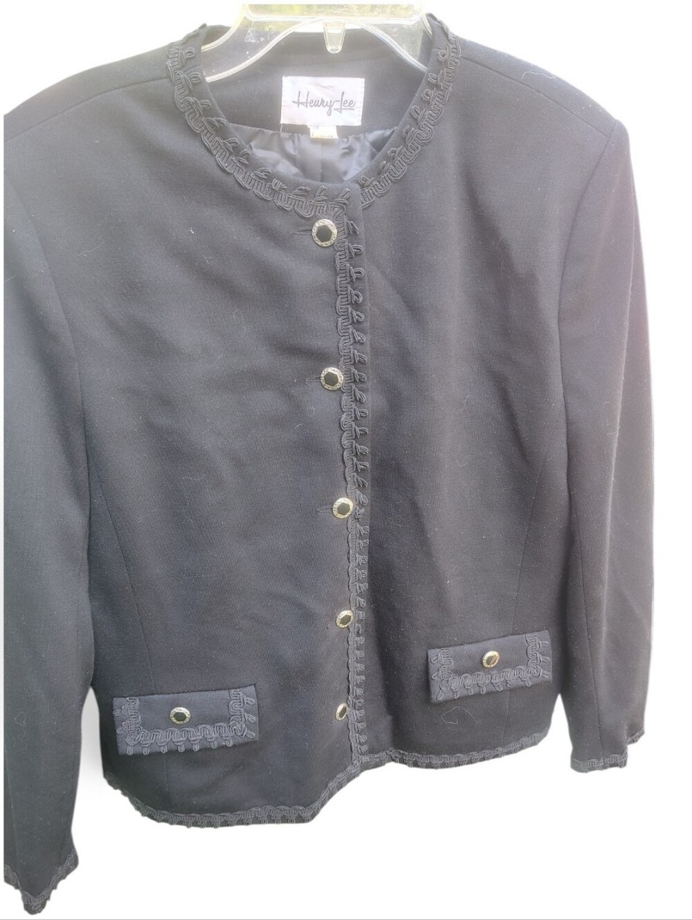 Black Women's Cropped Button Jacket Henrey Lee 12